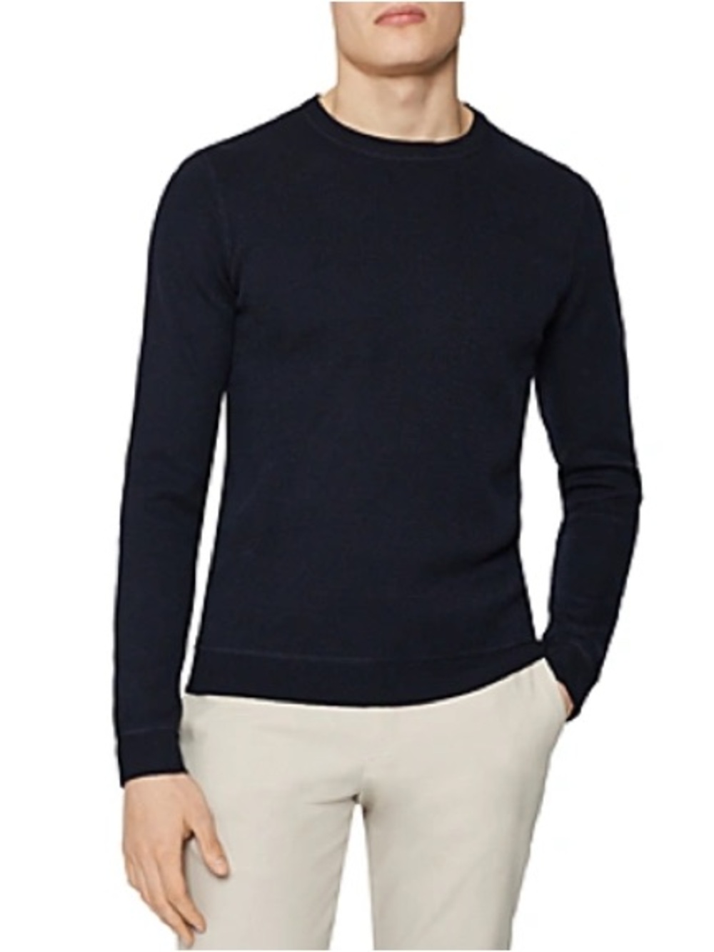 Reiss Dakota Honeycomb Stitch Crewneck Sweater In Navy (S)